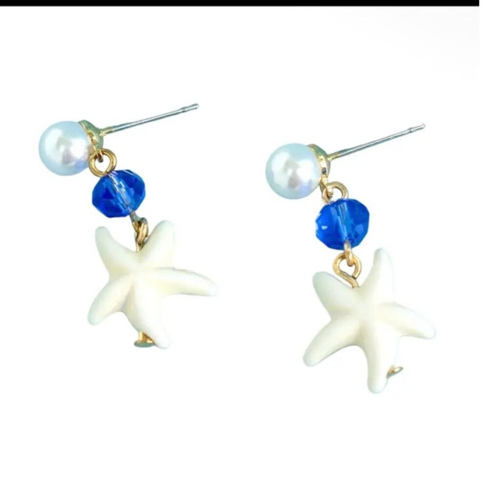 Sea Starfish Sparkle Drop Earrings